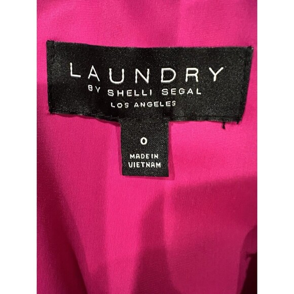 LAUNDRY by SHELLI SEGAL Off Shoulder Crepe Hot Magenta Pink Cocktail Dress 0 - Picture 6 of 7